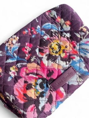 Vera Bradley Quilted Floral Pouch in Plum with Multicolor Blooms